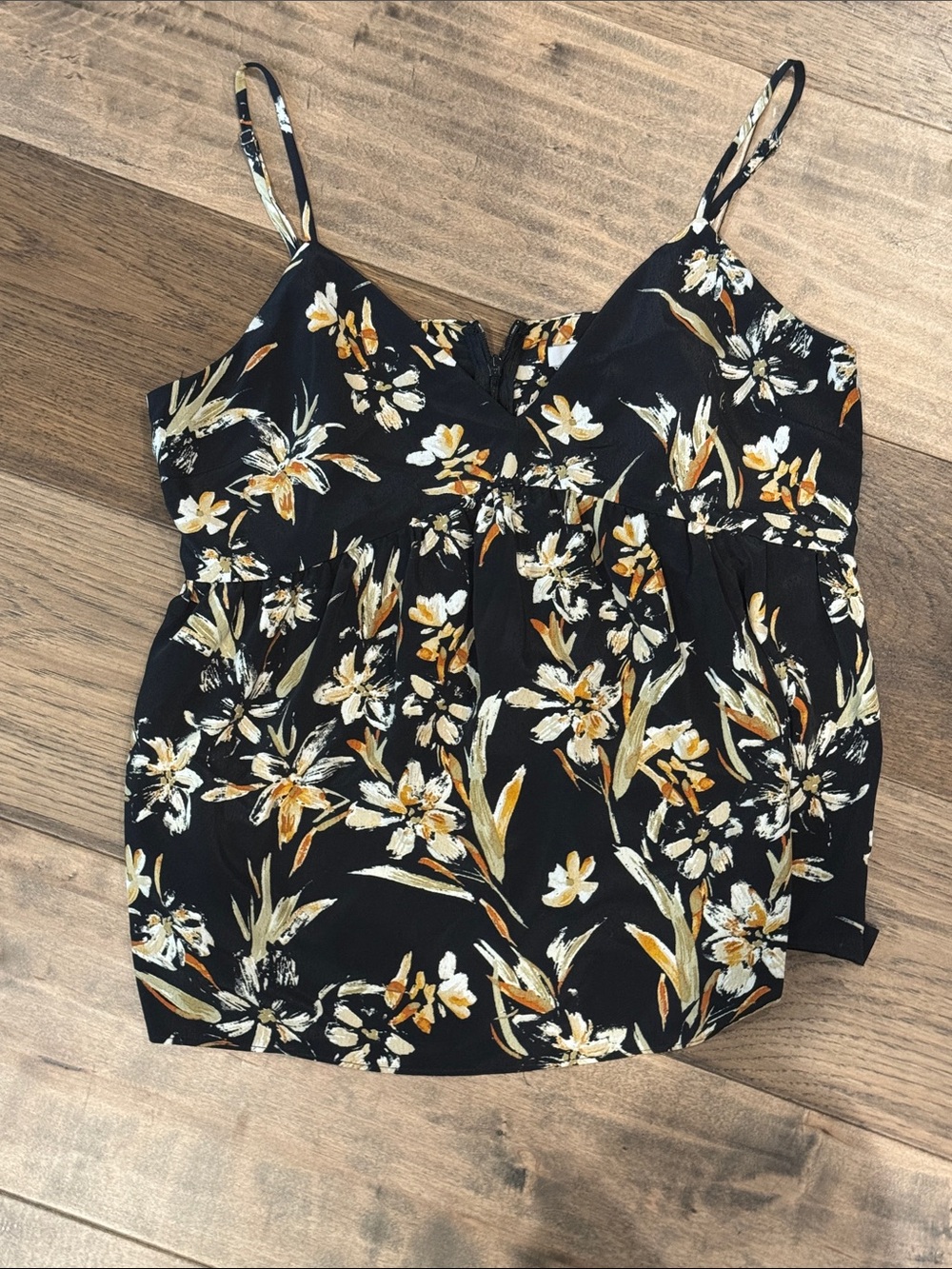Naked Zebra Black Floral Spaghetti Strap Cami
